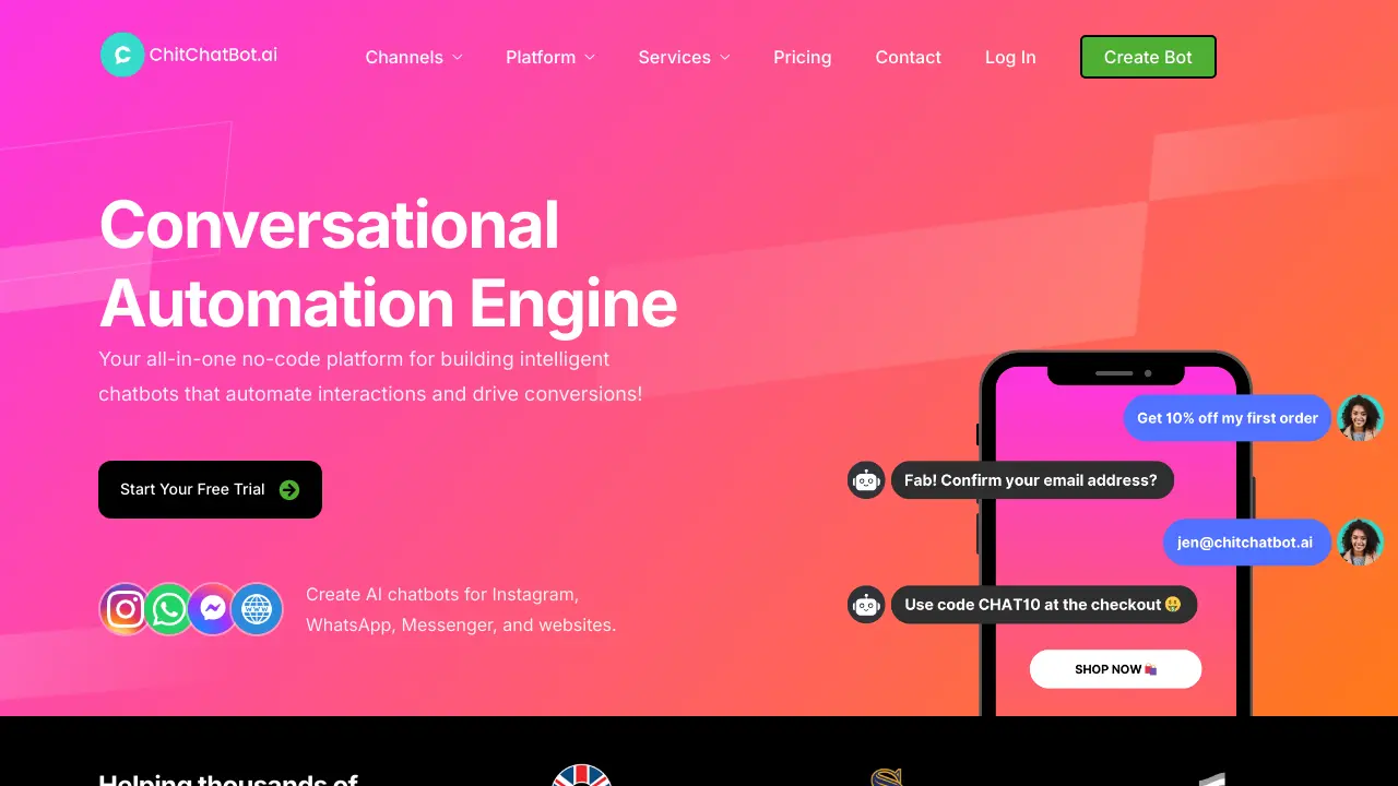 Screenshot of ChitChatBot.ai