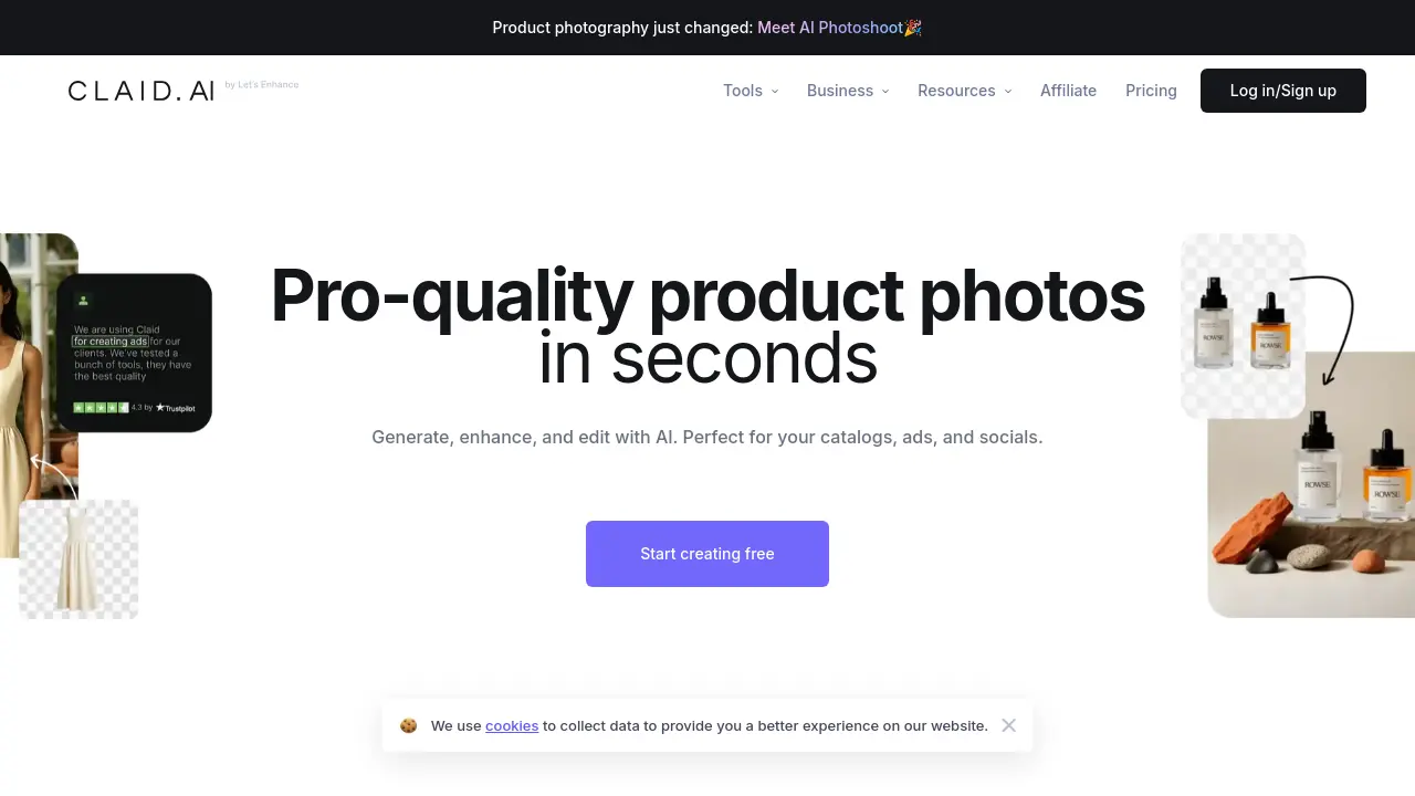 Screenshot of Claid AI