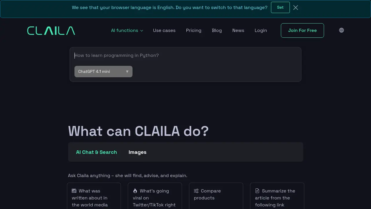 Screenshot of CLAILA