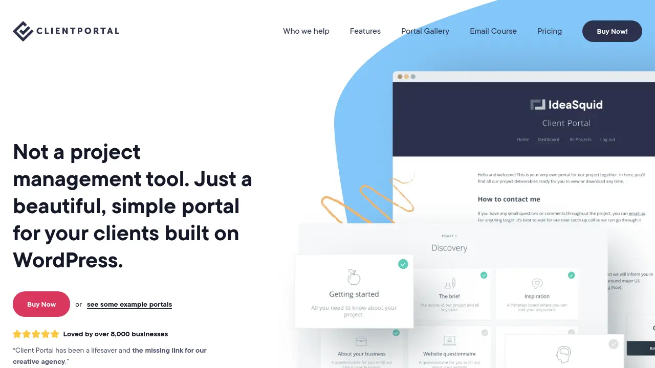 Screenshot of Client Portal