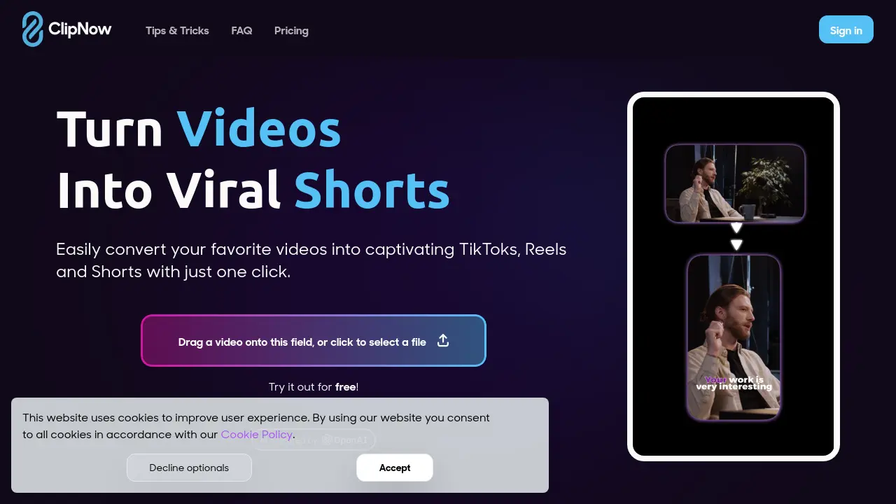 Screenshot of ClipNow