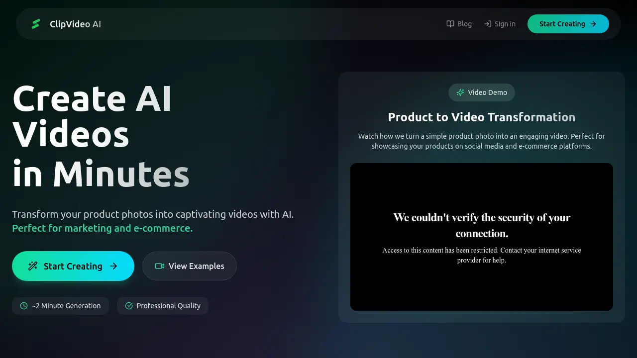 Screenshot of ClipVideo AI