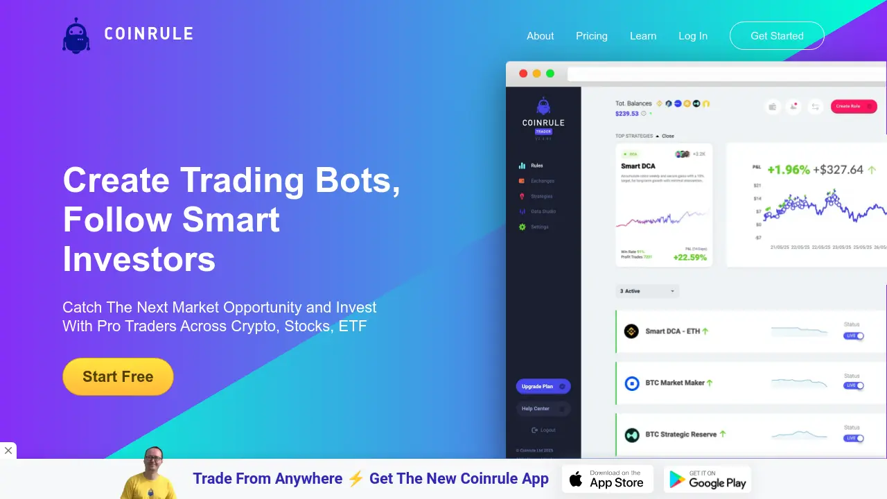 Screenshot of Coinrule