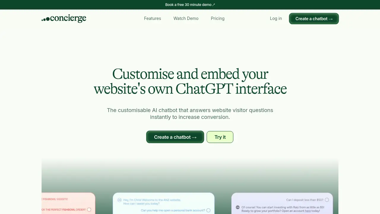 Screenshot of Concierge