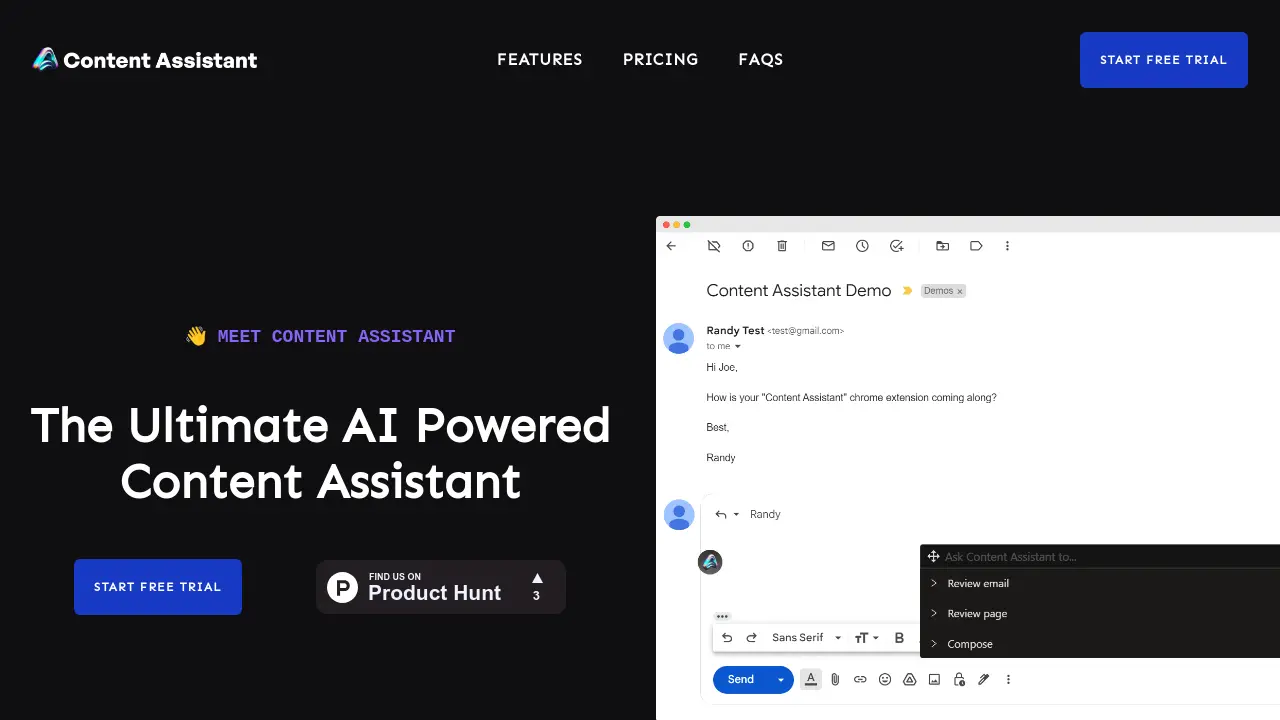 Screenshot of Content Assistant