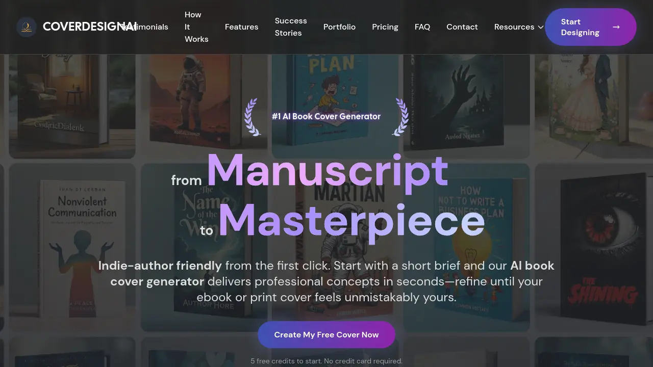 Screenshot of CoverDesignAI