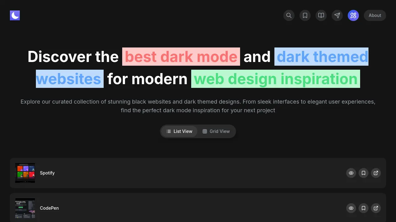 Dark Mode Websites Inspiration