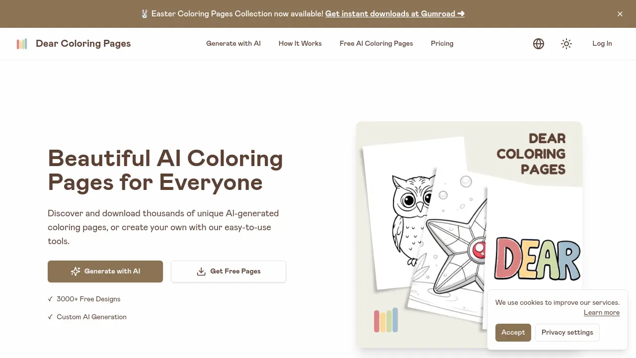 Screenshot of Dear Coloring Pages