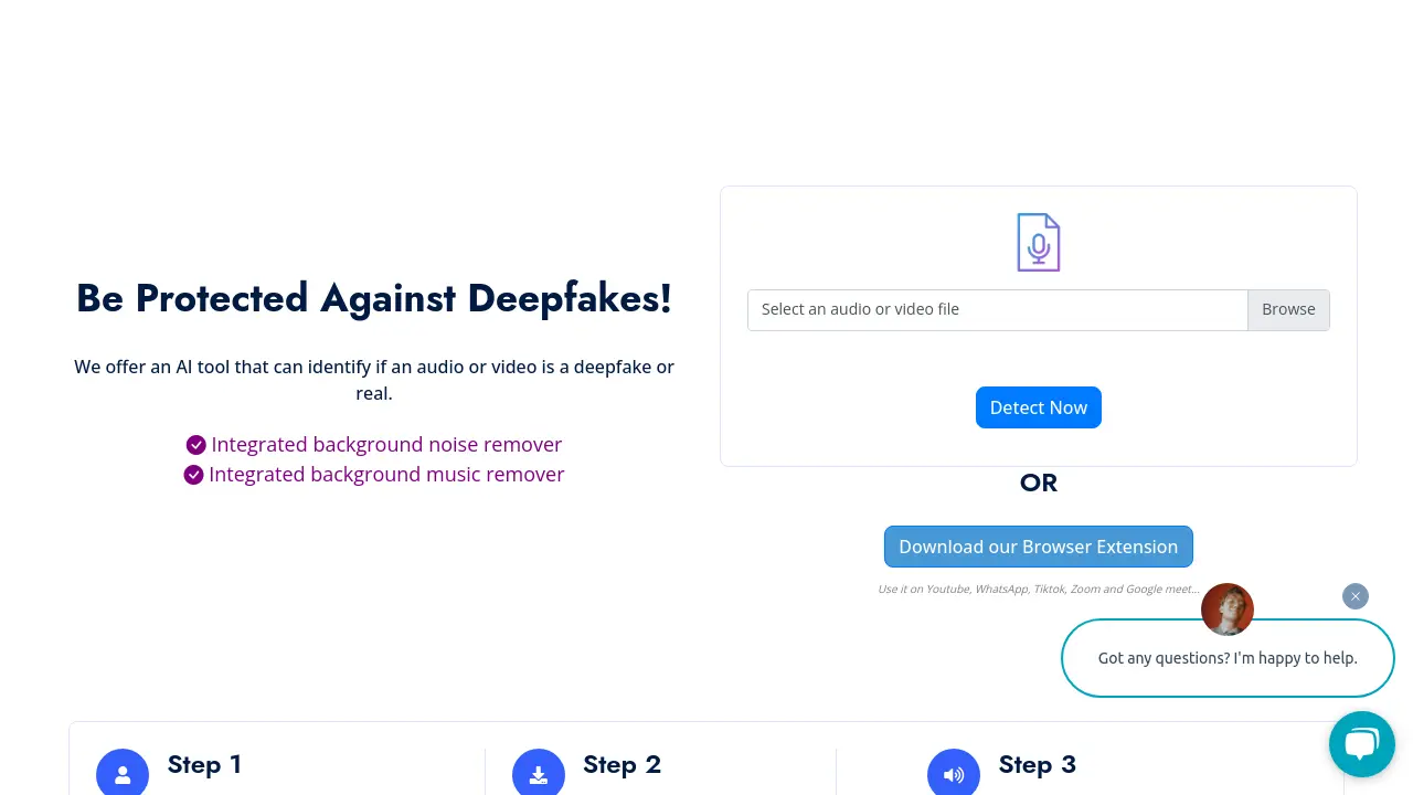 Screenshot of Deepfake Detector