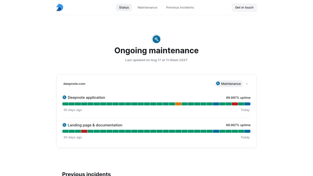 Screenshot of Deepnote