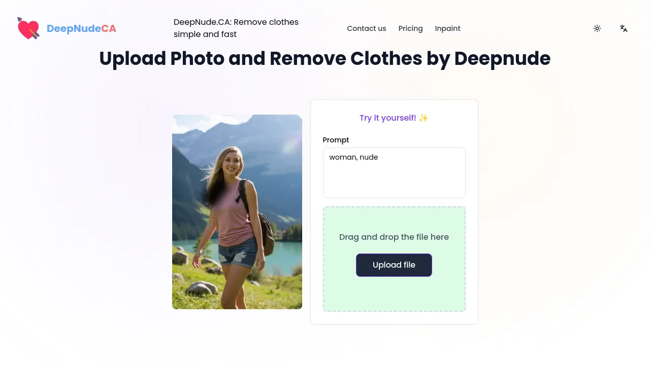 Screenshot of DeepNudeCA