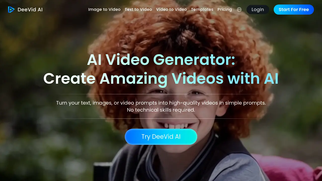 Screenshot of DeeVid AI