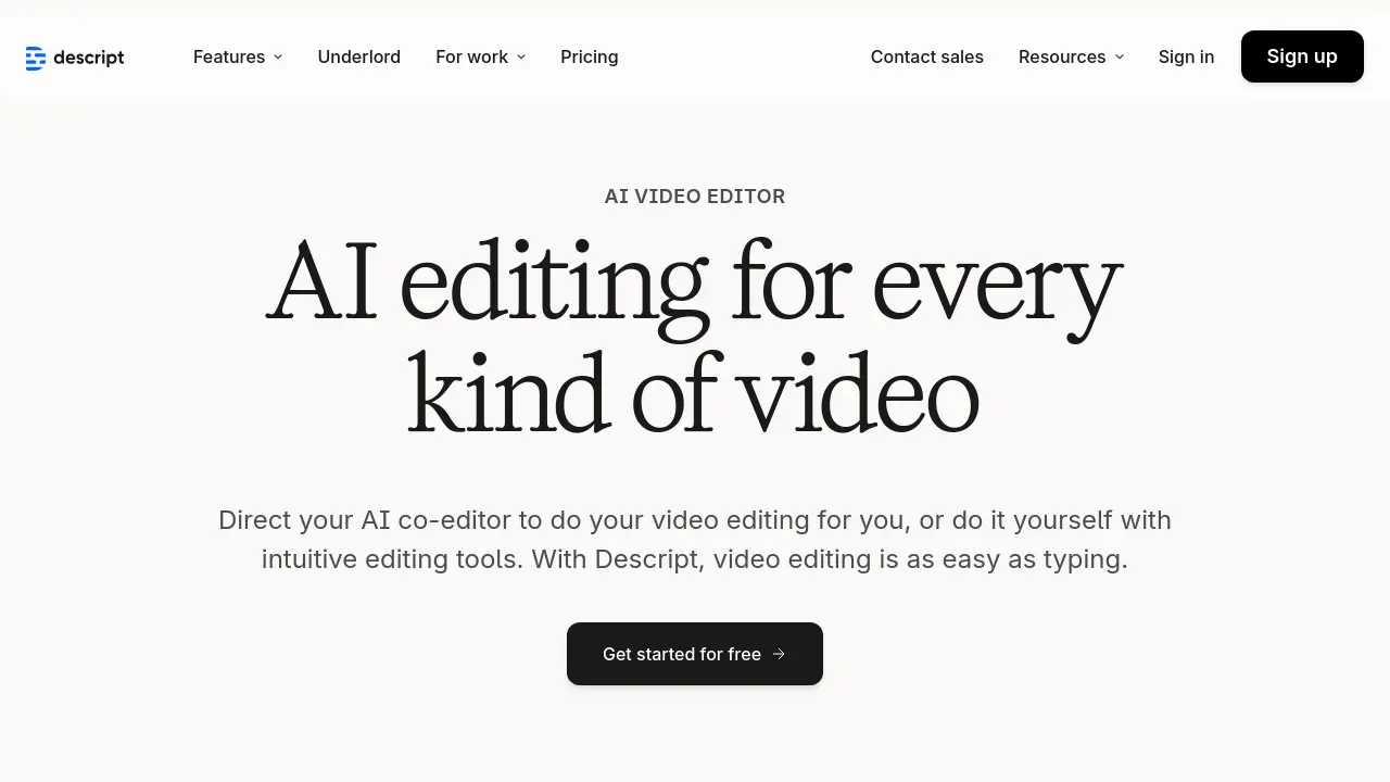 Screenshot of Descript