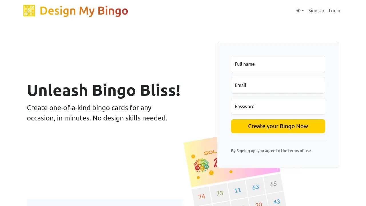 Screenshot of Design My Bingo