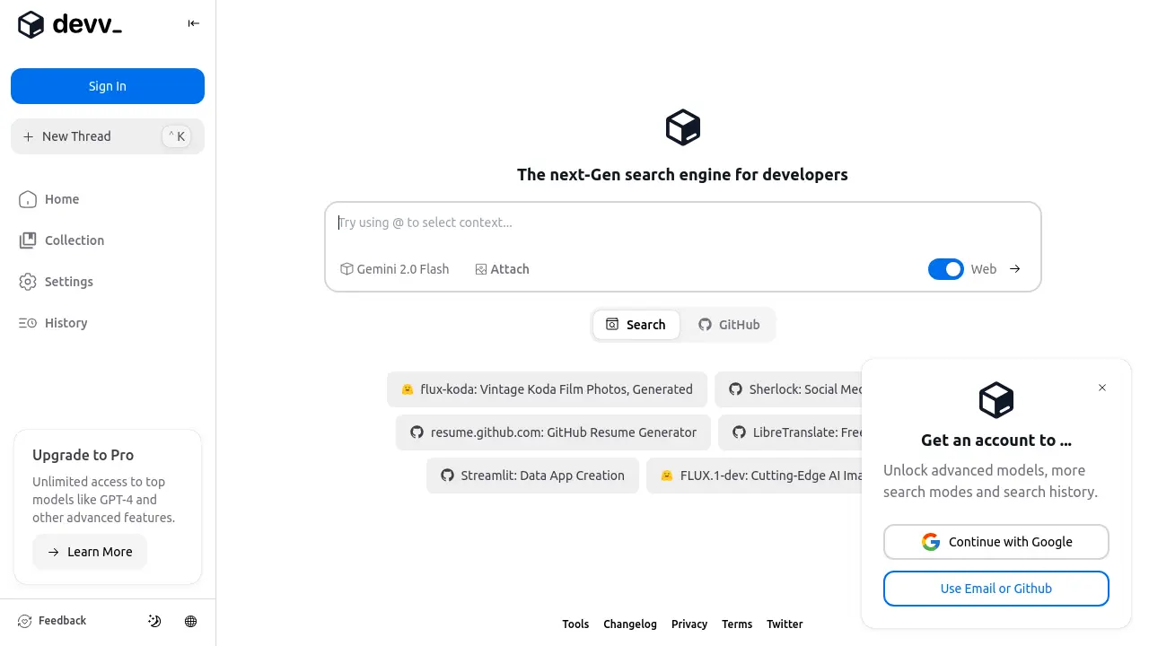 Screenshot of Devv