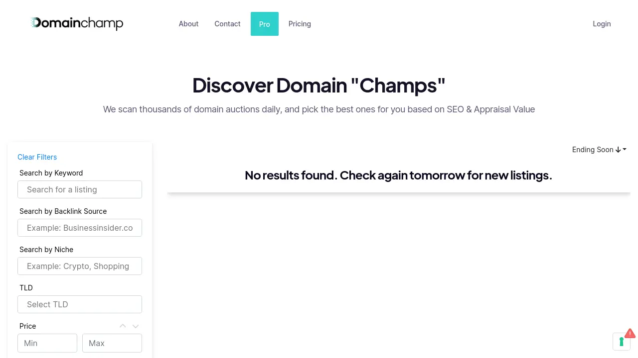 Screenshot of Domainchamp