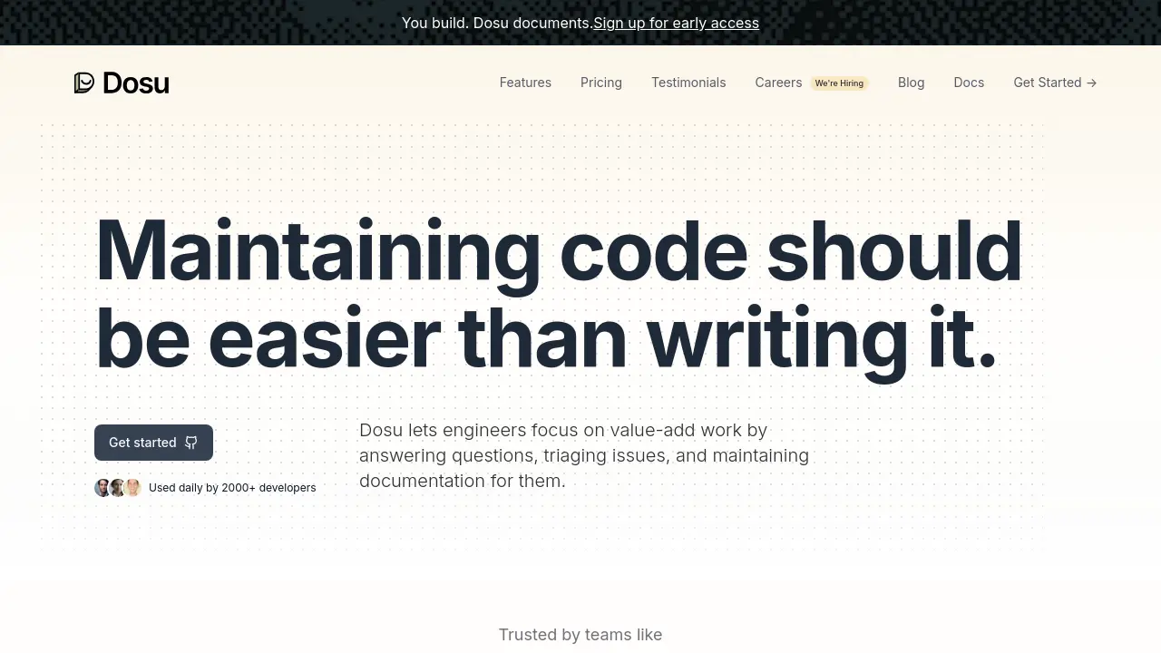 Screenshot of Dosu