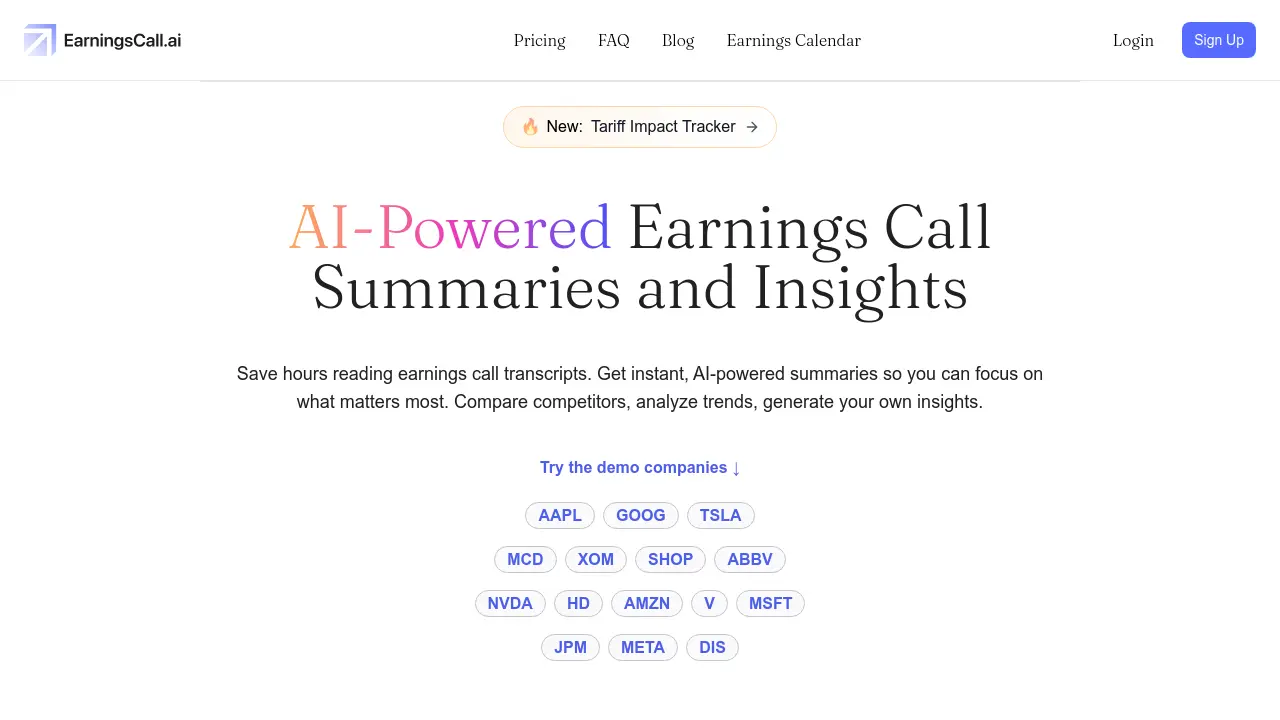Screenshot of EarningsCall.ai