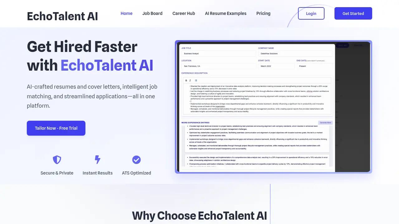 Screenshot of EchoTalent AI