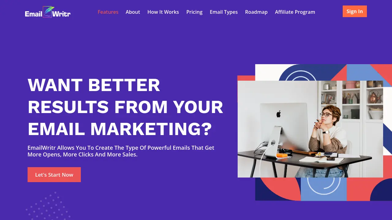 Screenshot of EmailWritr