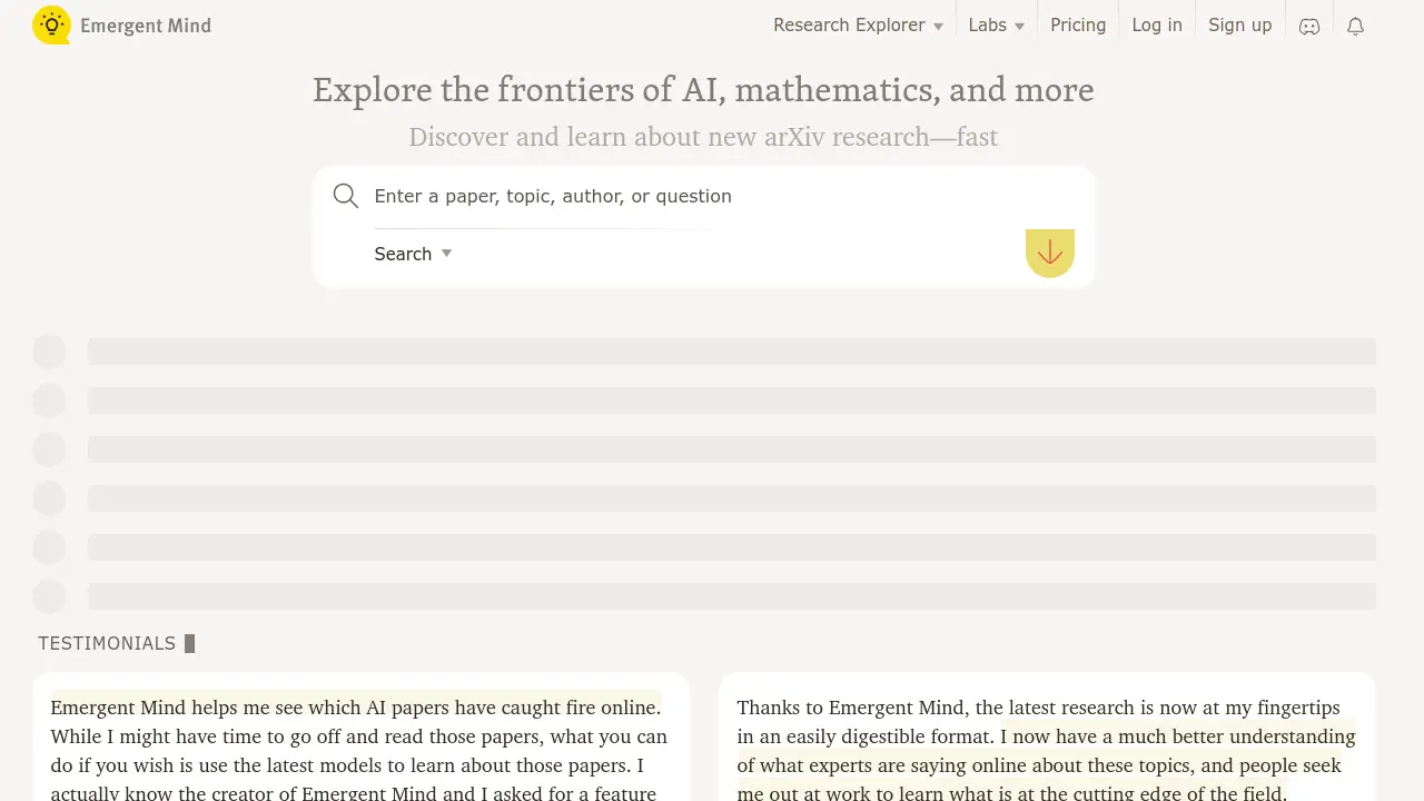 Screenshot of Emergent Mind