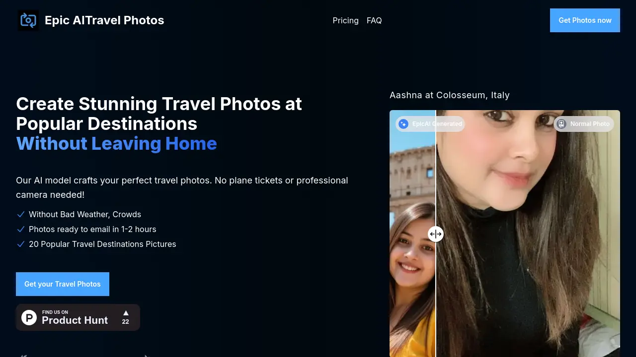 Screenshot of Epic AITravel Photos