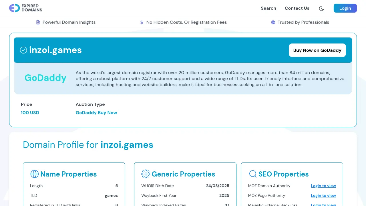 Screenshot of ExpiredDomains.com