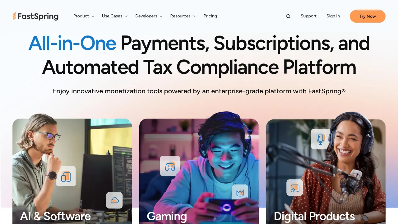 Screenshot of FastSpring