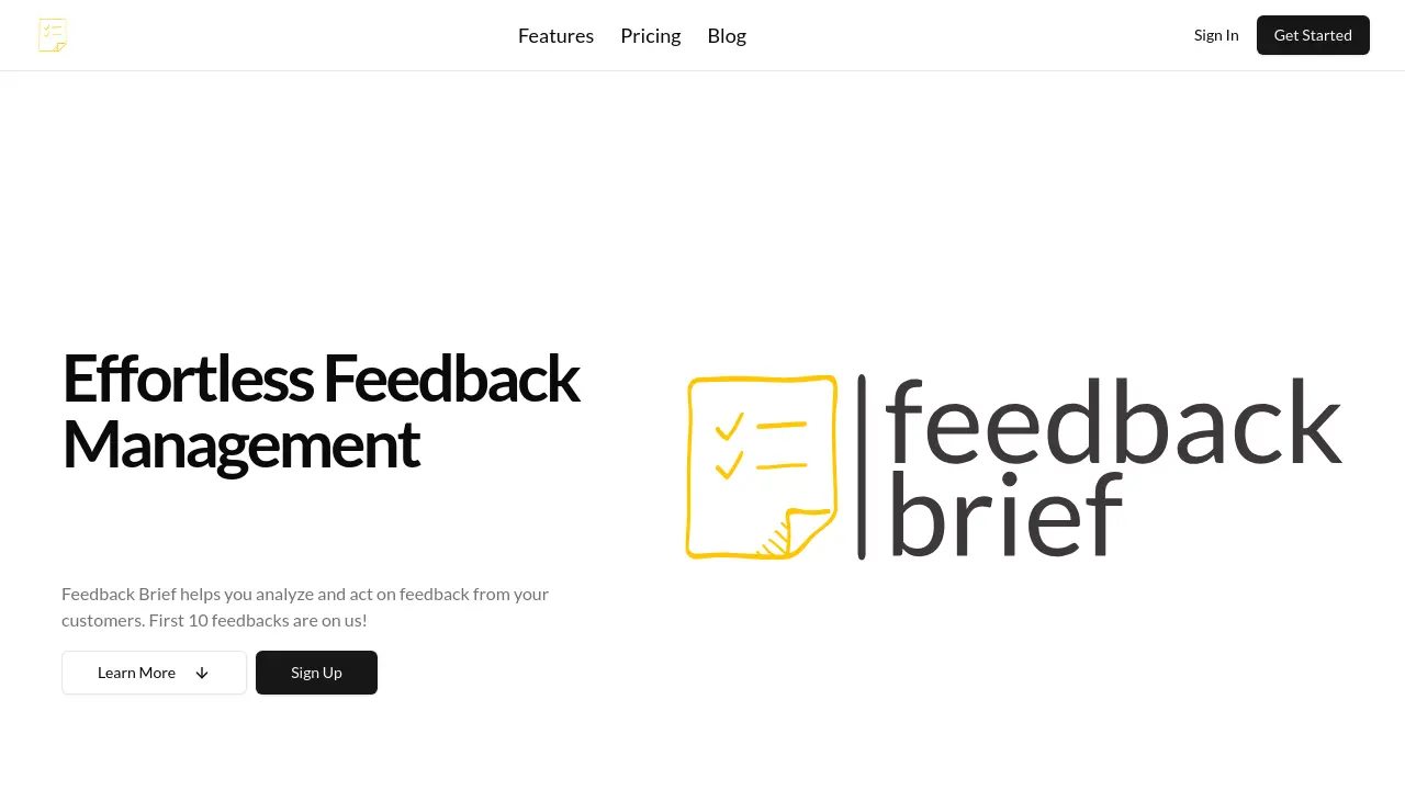 Screenshot of Feedback Brief
