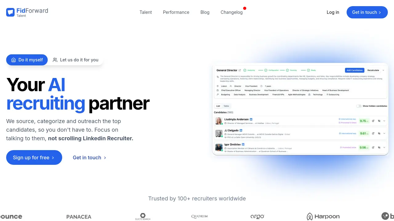 Screenshot of FidForward Talent