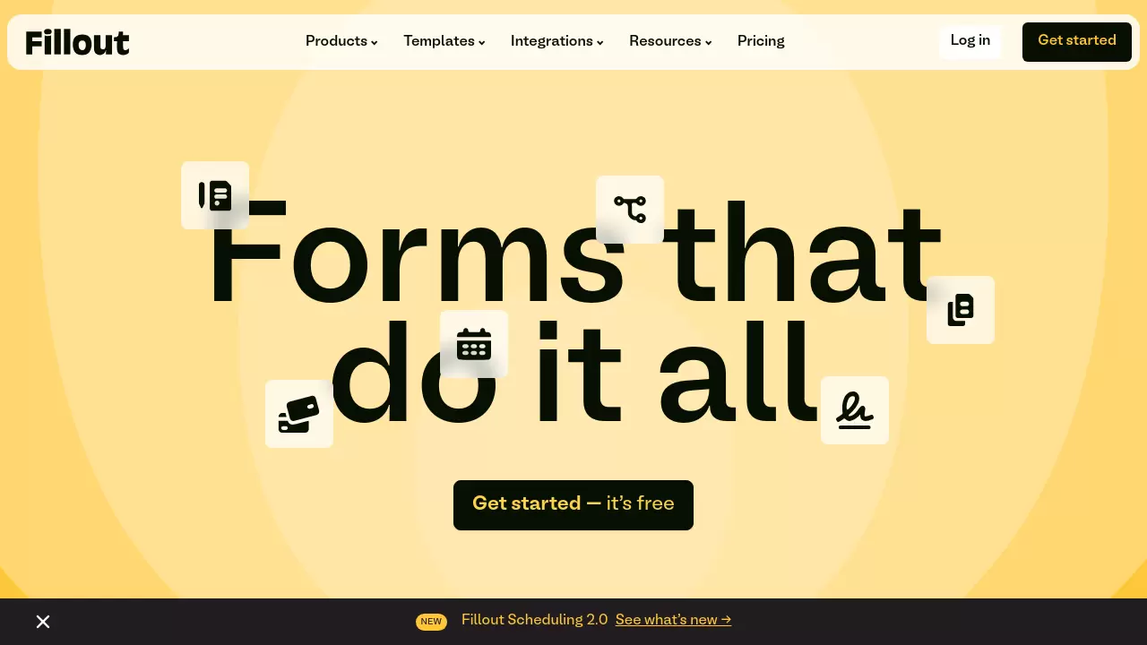 Screenshot of Fillout