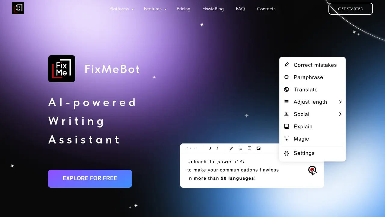 Screenshot of FixMeBot