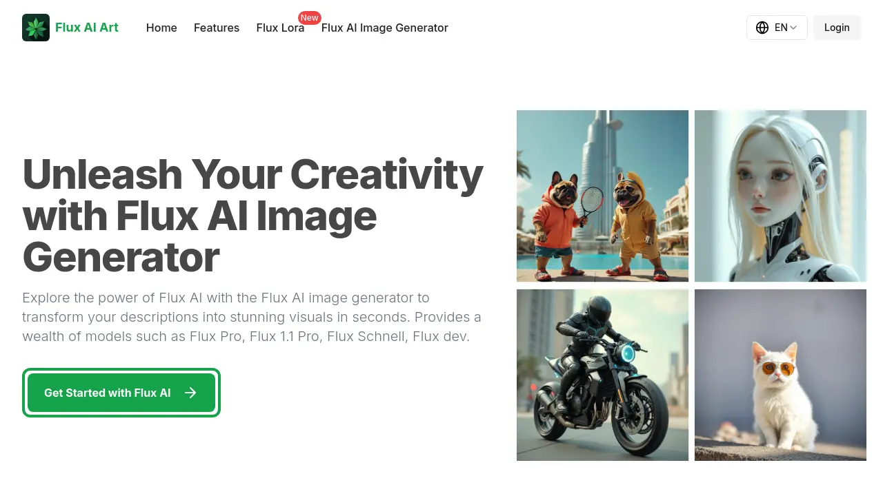 Screenshot of fluxaiart.com