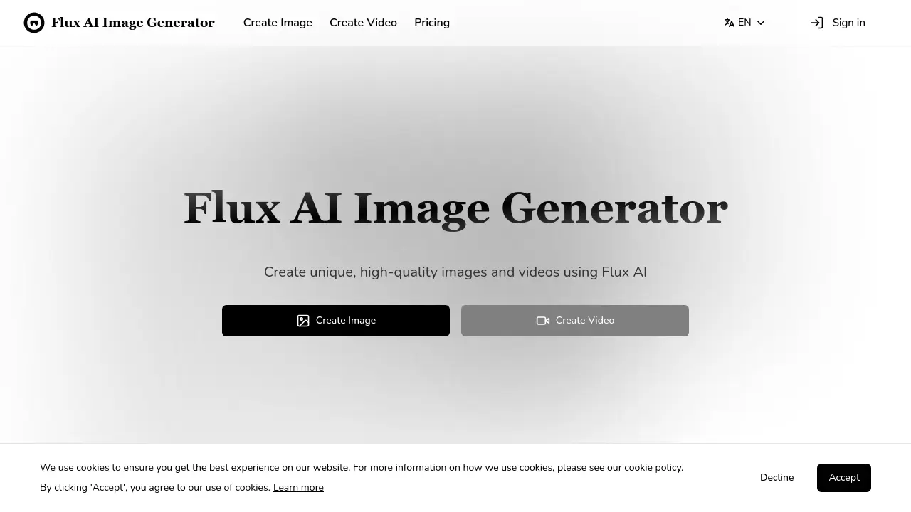 Screenshot of fluxaiimagegenerator.com