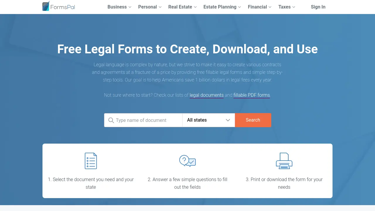 Screenshot of FormsPal