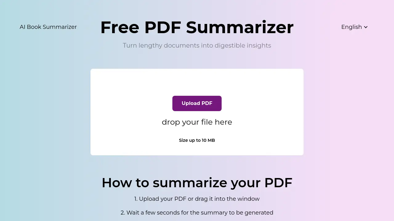 Screenshot of Free PDF Summarizer