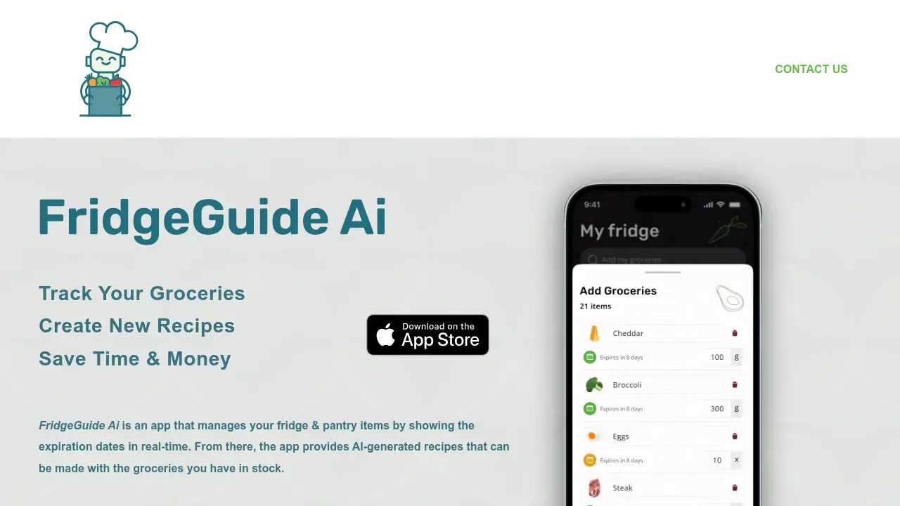 Screenshot of FridgeGuide Ai