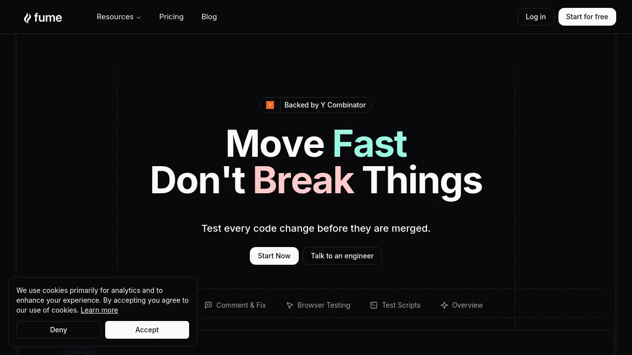 Screenshot of Fume
