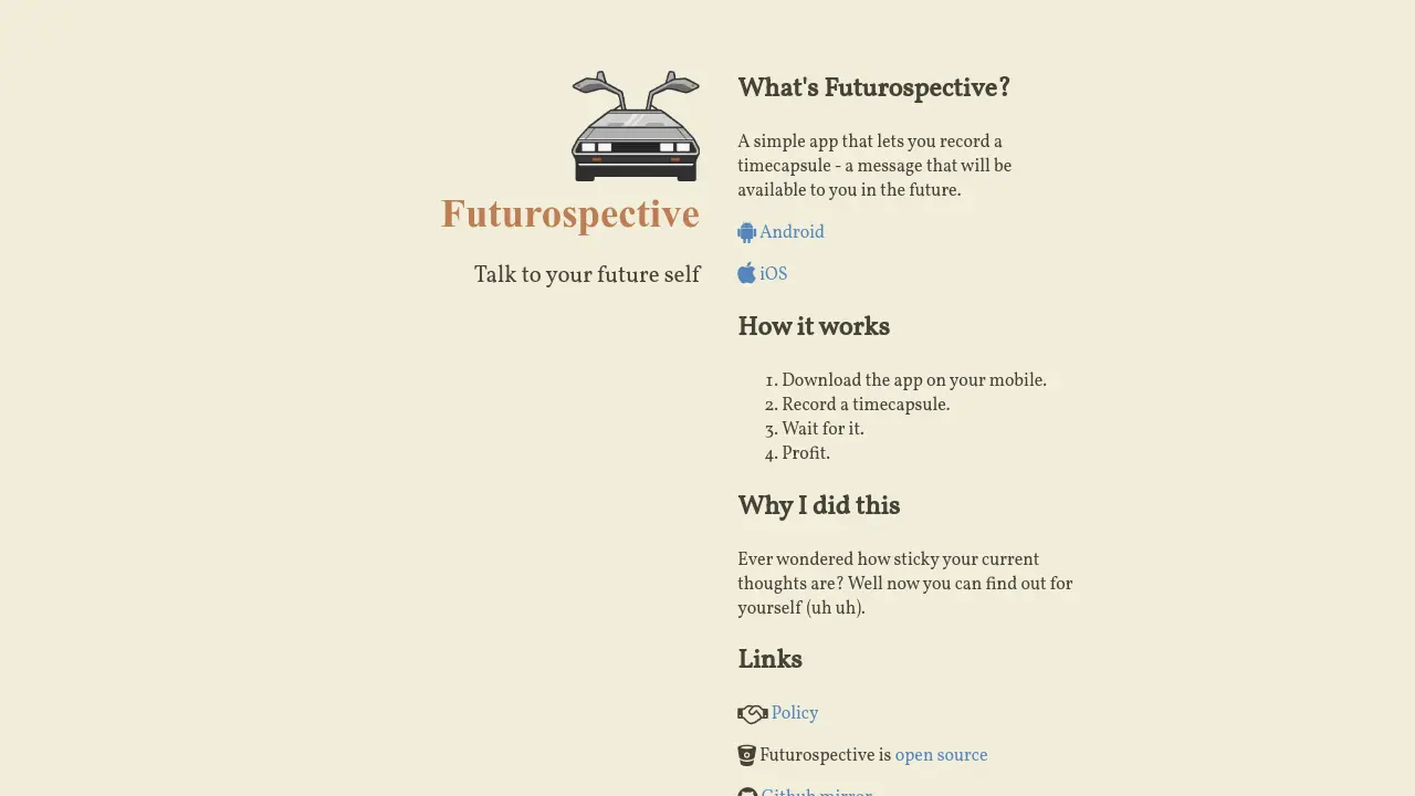 Screenshot of Futurospective