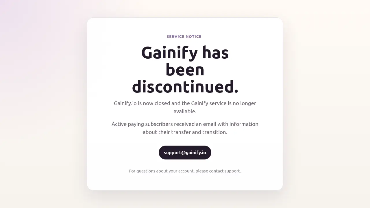 Screenshot of Gainify