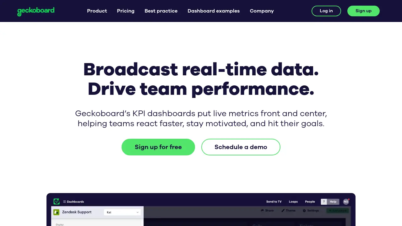 Screenshot of Geckoboard
