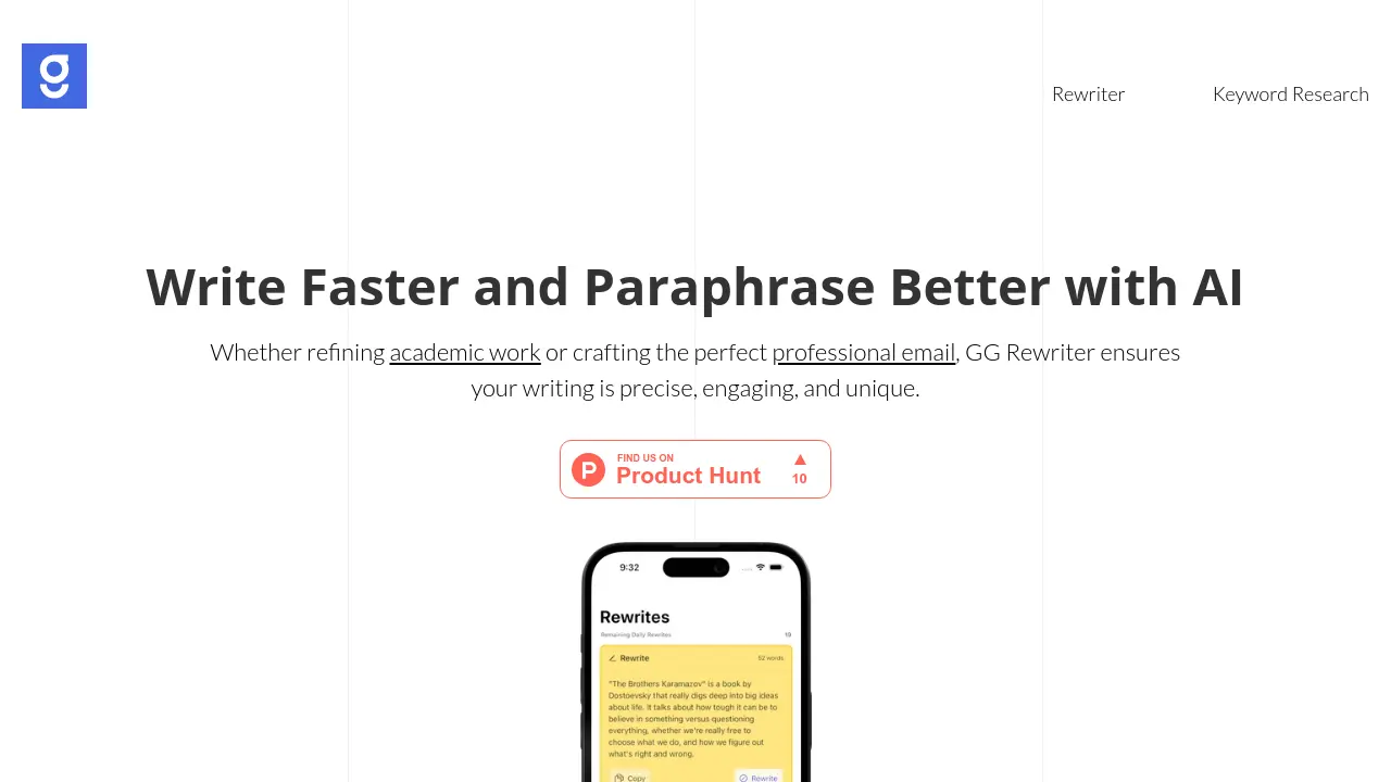 Screenshot of GG Rewriter