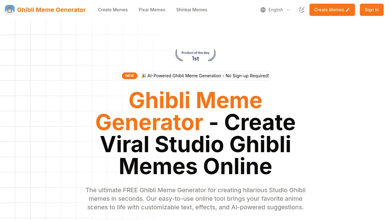 Screenshot of Ghibli Meme Generator