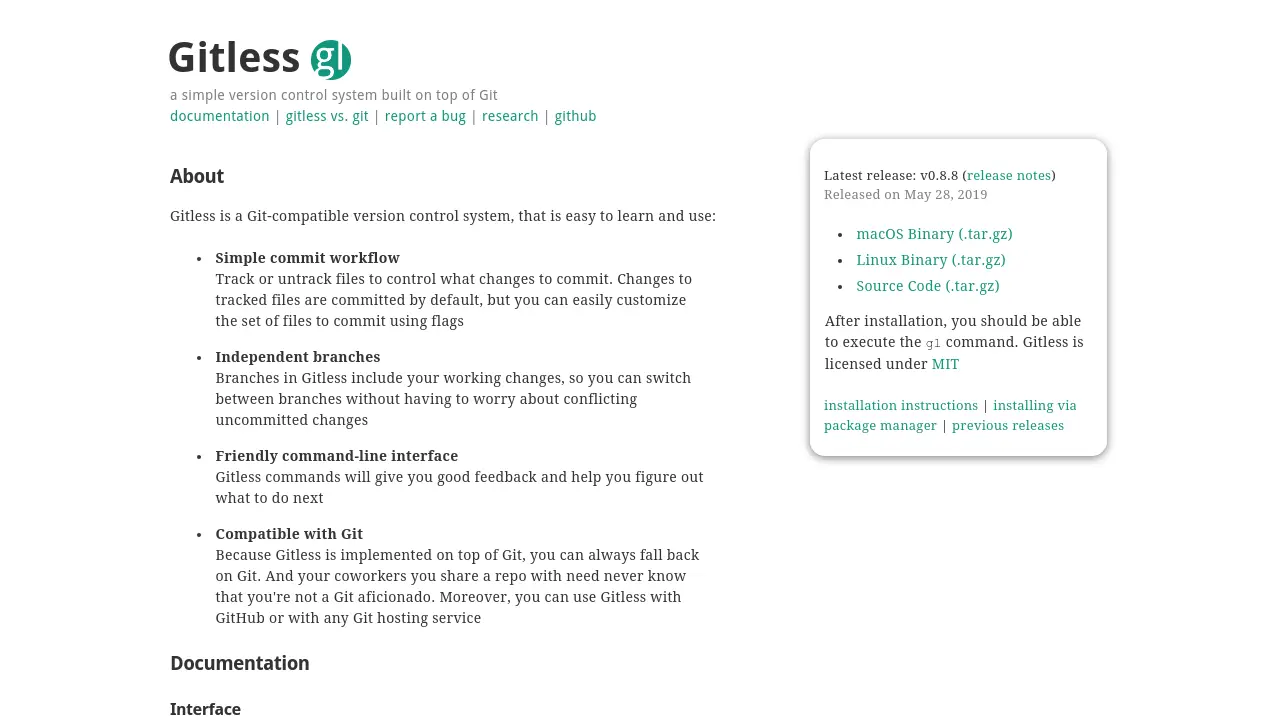 Screenshot of Gitless