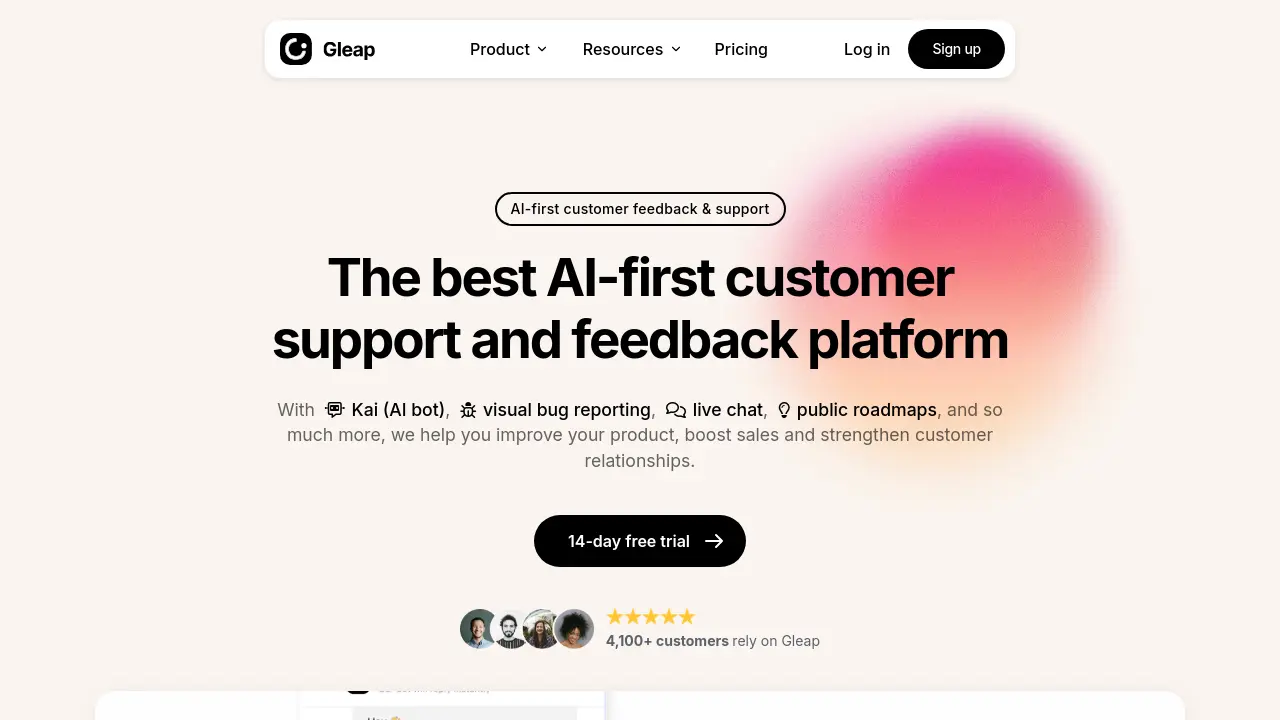 Screenshot of Gleap