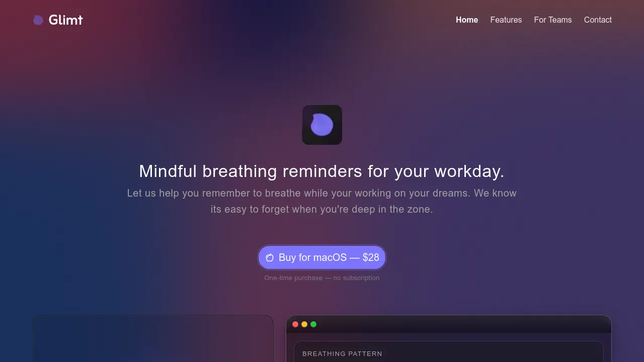 Screenshot of glimt