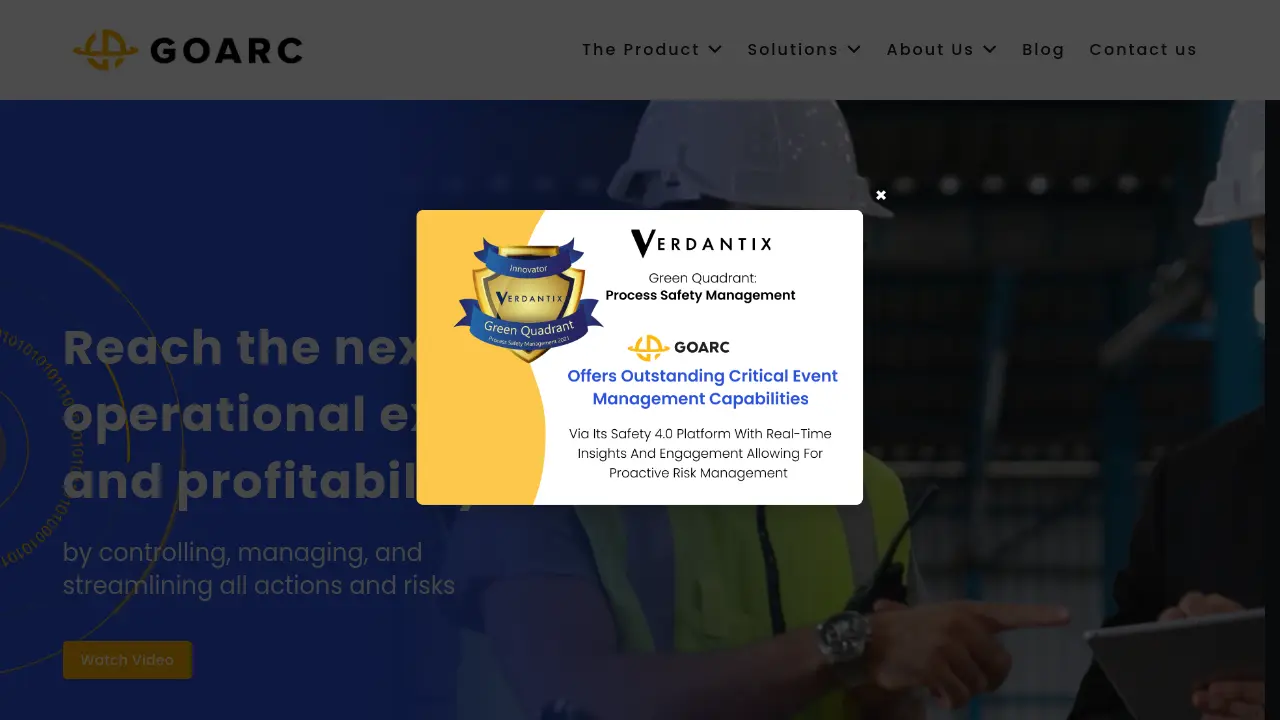 Screenshot of GOARC Safety 4.0 Platform