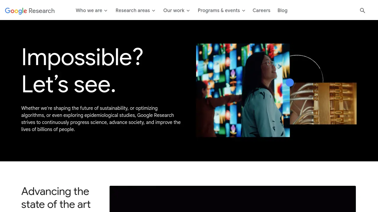 Screenshot of Google Research