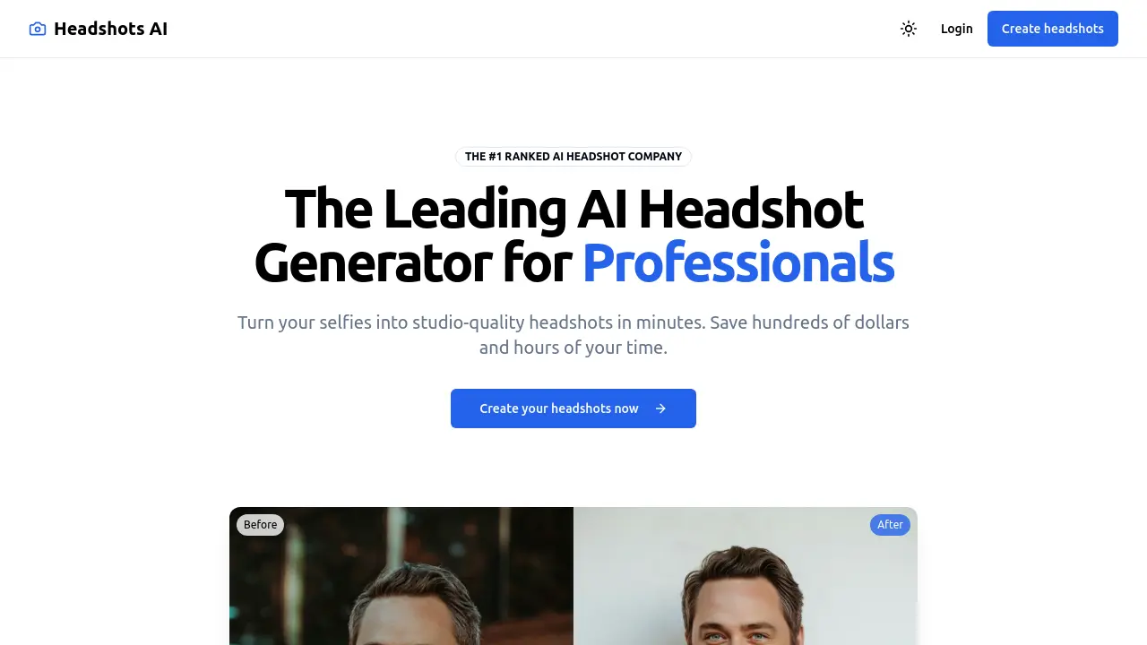 Screenshot of Headshots AI