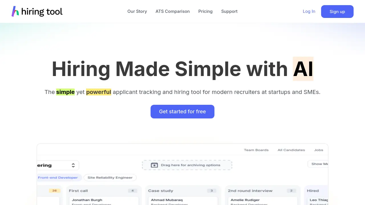 Screenshot of Hiring Tool